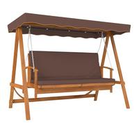 Outsunny Columpio de jardín 2 en 1 con función reclinable, columpio de madera de 3 plazas, columpio de madera con cubierta solar, banco balancín hasta 330 kg, para jardín, terraza, 236 x 130 x 181 cm