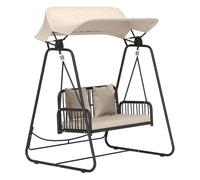 Outsunny Columpio de Jardín de 2 Plazas Balancín de Jardín Exterior con Toldo Retráctil Cojines y Estructura de Acero con Ratán PE Anti-UV para Balcón Terraza Patio Carga 240 kg 149x121x180 cm Caqui