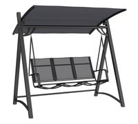 Outsunny Columpio de Jardín de 3 Plazas, Balancín de Jardín Exterior con Techo Ajustable, UPF50+, Asiento Transpirable y Marco de Metal, para Patio, Terraza, Carga 360 kg, 188x130x183 cm, Gris