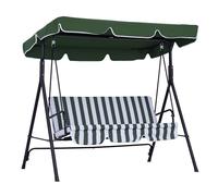 Outsunny Columpio de Jardín de 3 Plazas Balancín Exterior con Techo Ajustable y Marco de Acero para Balcón Terraza Patio Carga 200 kg 172x110x153 cm Verde