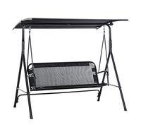 Outsunny Columpio de Jardín de 2 Plazas Silla con Parasol Techo Ajustable en Ángulo Terraza Balcón Carga 200 kg 172x110x155 cm Black