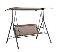 Outsunny Columpio de Jardín de Exterior de 2 Plazas Silla Balancín con Parasol Techo Ajustable en Ángulo Terraza Balcón Exterior Carga 200 kg 172x110x155 cm Marrón