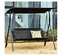 Outsunny columpio de jardín de exterior de 2 plazas silla balancín con parasol techo ajustable en ángulo terraza balcón exterior carga 200 kg 172x110x155 cm negro
