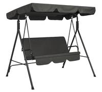 Outsunny Columpio de Jardín Exterior 3 Plazas 172x110x153 cm Negro | Balancín de Jardín Exterior, Techo Ajustable, Cojín, Marco de Acero, para Balcón Terraza Patio, Carga 200 kg