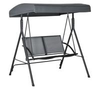 Outsunny columpio de jardín exterior de 2 plazas, balancín de jardín exterior con techo ajustable, marco de acero, asientos de textilene, para balcón terraza, carga 220 kg, 140x118x162 cm, gris oscuro
