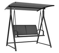 Outsunny Columpio de Jardín Exterior de 2 Plazas 160x112x162cm Gris Oscuro | Balancín de Jardín Exterior, Toldo Ajustable 90°, Protección UV 30+, Estructura Triangular de Metal, Carga 220 kg