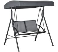 Outsunny Columpio de Jardín Exterior de 2 Plazas Techo Ajustable y Marco de Acero Asientos Textilene 140x118x162 cm Gris Oscuro