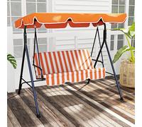 Outsunny Columpio de Jardín Exterior de 3 Plazas, Balancín de Jardín Exterior con Techo Ajustable y de Acero, para , , Patio, Carga 240 kg, 172x110x153 cm, Naranja