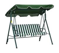 Outsunny Columpio Balancín de Jardín de 3 Plazas con Cojín Techo Ajustable y Marco de Acero 172x110x153 cm Rayas Verde y Blanco Aosom España