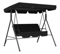 Outsunny Columpio de Jardín Exterior de 3 Plazas, Balancín de Jardín Exterior con Techo Ajustable y Marco de Acero, para Balcón, Terraza, Patio, Carga 200 kg, 172x110x153 cm, Negro