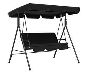 Outsunny Columpio de Jardín Exterior de 3 Plazas, Balancín de Jardín Exterior con Techo Ajustable y Marco de Acero, para Balcón, Terraza, Patio, Carga 200 kg, 172x110x153 cm, Negro
