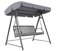 Outsunny Columpio de Jardín Exterior de 3 Plazas Balancín de Jardín Exterior con Toldo Ajustable Cojín y Estructura de Acero Carga 360 kg 205x133x181 cm Gris