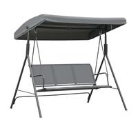 Outsunny Columpio Balancín Jardín de 3 Plazas con Techo Parasol Ajustable Respaldo Transpirable y Marco de Acero 175x118x159 cm Gris Aosom España