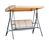 Outsunny columpio de jardín exterior de 3 plazas con toldo reclinable, balancín de jardín exterior con respaldo transpirable y marco de acero, para terraza balcón, 175x118x159 cm, beige