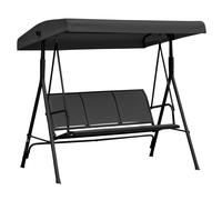 Outsunny Columpio de Jardín Exterior de 3 Plazas con Toldo Reclinable Respaldo Transpirable Marco de Acero 175x118x159 cm Negro