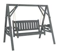 Outsunny Columpio de jardín para 2 personas, banco colgante de madera con estantes, portavasos y cadenas metálicas, Gris Aosom España