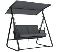 Outsunny Columpio Hollywood de ratán 2 plazas Columpio de jardín con toldo ajustable cojín suave estructura en A