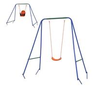Outsunny Columpio Infantil 2 en 1 Bebé con Cinturón de Seguridad Naranja