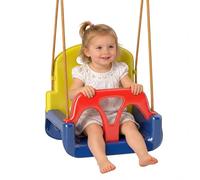 Outsunny Columpio Infantil 3 en 1, Columpio para Niños, Cuerda Ajustable, con Respaldo Desmontable, Barra en T, Cinturón de Seguridad, para Interior, Exterior, Solo Asiento, Azul Oscuro