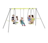 Outsunny - Columpio infantil 3 en 1, con 2 columpios opuestos y 1 columpio, estructura de metal, carga máxima de 225 kg, parque infantil al aire libre, color verde