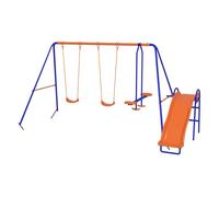 Outsunny columpio infantil 4 en 1 columpio para niños con 2 columpios individuales 1 columpio del planeador 1 tobogán cuerda ajustable y anti-uv para exterior carga 225 kg multicolor 180 cm