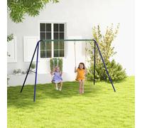 Outsunny Columpio Infantil Columpio para Niños de 3-8 Años con 2 Sillas Resistente a los Rayos UV y Soporte de Metal Carga 90 kg para Patio Jardín Multicolor
