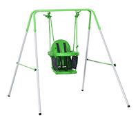 Outsunny Columpio Infantil de Acero Columpio para Niños de 6-36 Meses con Respaldo y Cinturón de Seguridad Columpio para Interiores y Exteriores Carga Máx. 25 kg 122x146x122 cm Verde
