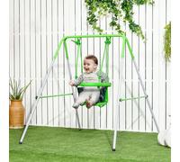 Outsunny Columpio Infantil Seguro para 6-36 Meses con Respaldo y Cinturón de Seguridad Interior Exterior Verde Aosom España