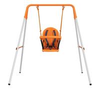 Outsunny Columpio Infantil de Acero para Niños de 6-36 Meses 122x146x122cm Naranja