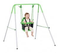 Outsunny Columpio para Bebés con Respaldo Niños 6-36 Meses 25 kg Verde | Columpio Jardín Exterior de Acero, Cinturón de Seguridad, Marco Forma A, para Interior y Exterior