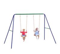 Outsunny - Columpio para niños (2 Asientos, 90 kg, 3-8 años) Multicolor | Estructura de metal, para jardín, parque, para niño y niña