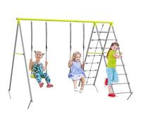 Outsunny Columpio para Niños 4 en 1 2 Sillas 260x185x180cm Gris y Verde