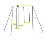 Outsunny Columpio para Niños de Jardín Exterior con Planeador, Anti-UV, Carga 135 kg, 255x160x180 cm Gris y Verde