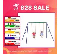 Outsunny Columpio para Niños de 3-8 Años con 2 Sillas Resistente a los Rayos UV y Soporte de Metal Carga 90 kg Multicolor Multicolor