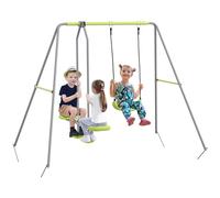 Outsunny Columpio para Niños Jardín Exterior con 1 Columpio Simple 1 Planeador y Anti-UV Carga 135 kg 255x160x180 cm Gris y Verde