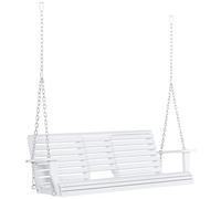 Outsunny Columpio suspendido para exterior de madera de abeto con mesita plegable y portavasos, columpio de jardín para 2-3 personas, columpio para jardín o terraza, blanco