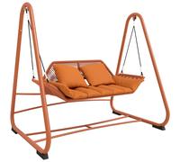 Outsunny Columpio tipo Hollywood, columpio de jardín con cojín, estructura, para jardín, balcón, 174 x 120 x 162 cm, metal, terracota