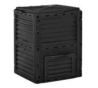 Outsunny Compostador Capacidad de 300L Compostera Orgánica para Producción Abono de Jardín Exterior con 48 Respiraderos 60,5x60,5x81,5 cm Negro