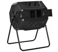 Outsunny Compostador de Tambor Giratorio con Capacidad 160 Litros de Doble Cámara y Ventilación Marco de Acero Residuos Orgánicos Aosom España