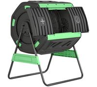 Outsunny Compostador Giratorio 200L con Sistema de Ventilación y Base de Metal para Compostaje de Residuos Orgánicos Verde