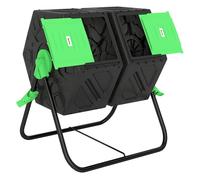 Outsunny Compostador Negro de doble cámara para jardín