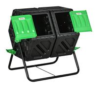 Outsunny Compostador Negro de doble cámara para jardín