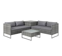 Outsunny Conjunto 4 Muebles de Jardín de Ratán con 2 Sofás Dobles Mesa Central con Arcón Cojines Extraíbles 132x69x64 cm Aosom España