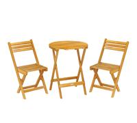 Outsunny Conjunto Bistró 3 Piezas Plegable en Madera de Acacia con Mesa Redonda y 2 Sillas, sin montaje, 60x60x75cm, Natural Aosom España