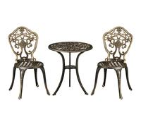 Outsunny Conjunto bistró para jardín en aluminio salón de jardín 3 piezas 2 sillas + mesa redonda imitación hierro forjado Aosom España