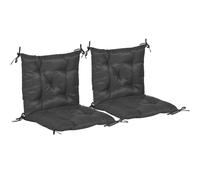 Outsunny Conjunto de 2 Cojines para Silla 50x98x8 cm con Respaldo 6 Cordones de Fijación para Jardín Terraza Balcón Negro