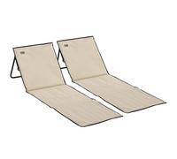 Outsunny Conjunto de 2 Esterillas de Playa con Respaldo Reclinable y Bolsa de Transporte para Jardín Camping 142x51x40 cm Beige Aosom España