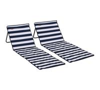 Outsunny Conjunto de 2 Esterillas de Playa Plegable con Respaldo Reclinable y Bolsa de Transporte 142x51x40 cm Blanco y Azul Aosom España