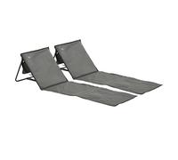 Outsunny Conjunto de 2 Esterillas de Playa Plegable con Respaldo Reclinable y Bolsa de Transporte 142x51x40 cm Gris Aosom España