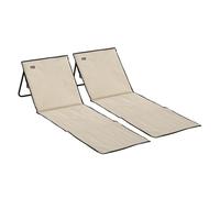 Outsunny Conjunto de 2 Esterillas de Playa con Respaldo Reclinable y Bolsa de Transporte para Jardín Camping 142x51x40 cm Beige Aosom España